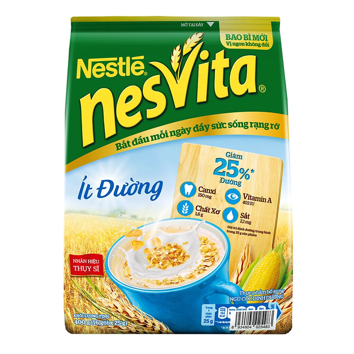 Ngũ cốc dinh dưỡng Nestlé Nesvita ít đường 16góix25g