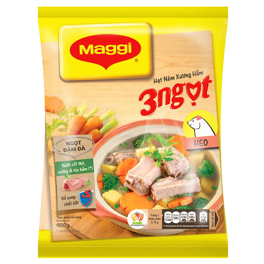 Hạt nêm Maggi xương hầm 3 ngọt 900g