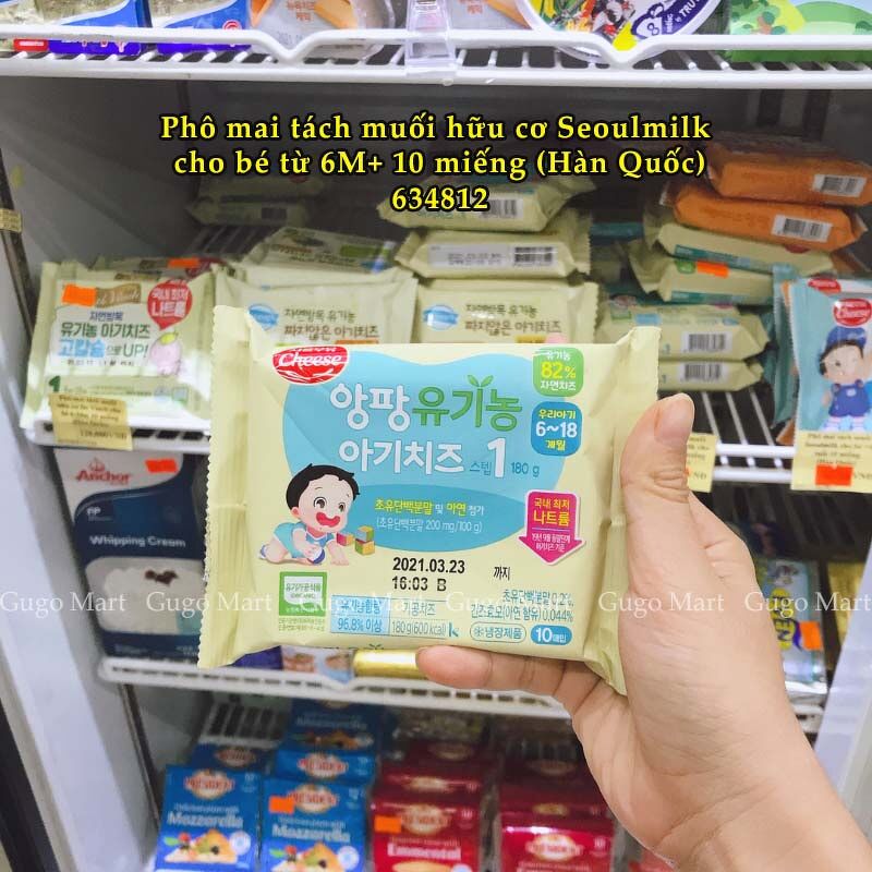 Phô mai tách muối hữu cơ Seoulmilk cho bé từ 6M+ 10 miếng (Hàn Quốc)