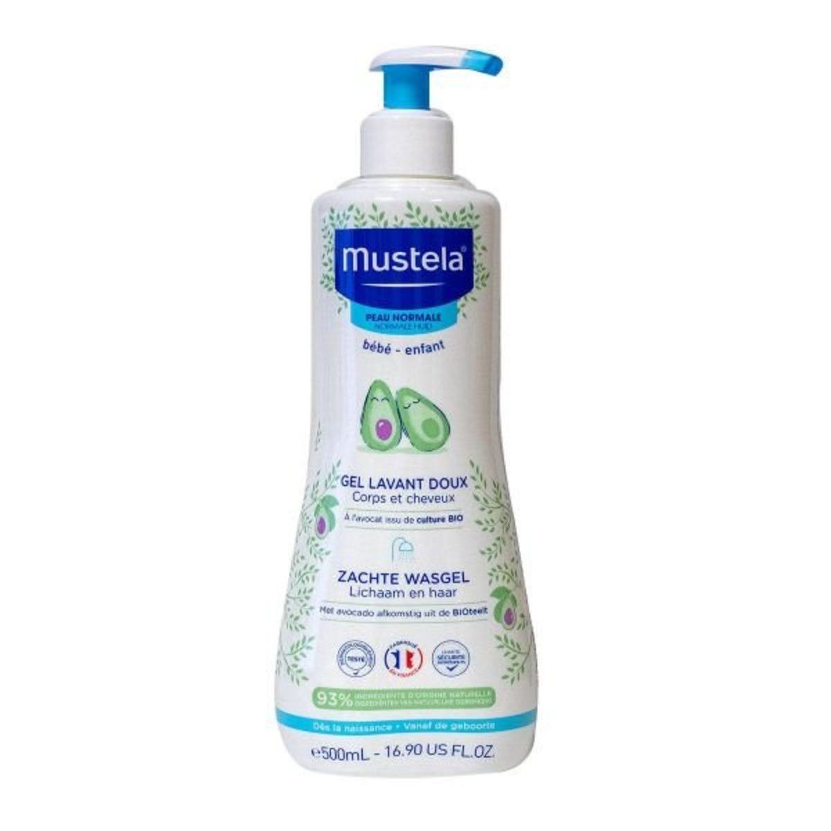 Gel tắm gội Mustela tinh chất bơ dưỡng ẩm cho bé từ sơ sinh 500ml (Pháp)