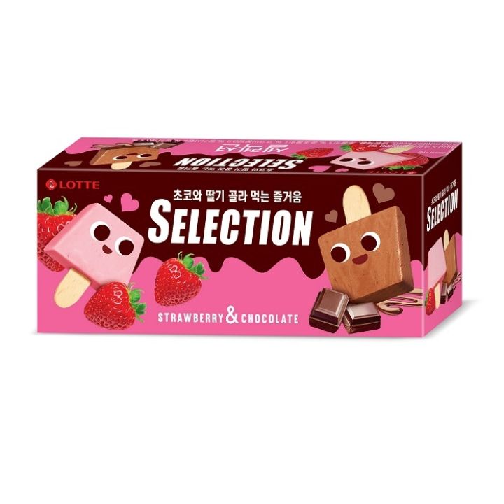 Kem Lotte Selection vị chocolate và dâu 500ml (Hàn Quốc)