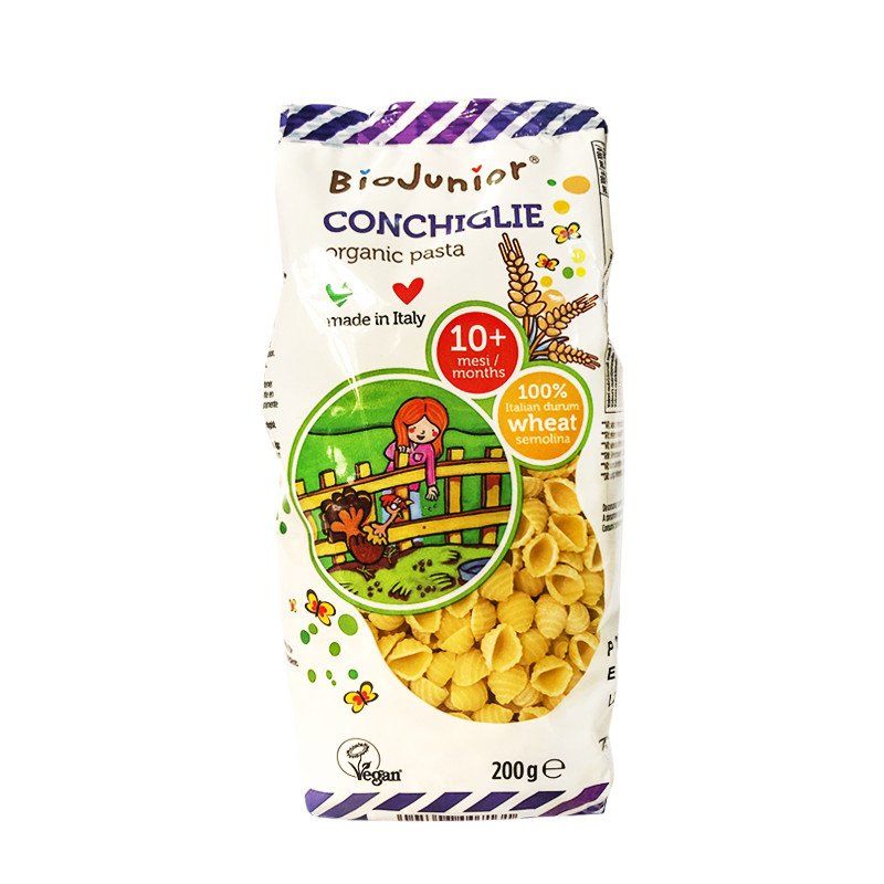 Mì nui ăn dặm BioJunior hữa cơ cho bé hình vỏ sò 200g từ 10m+ (Ý)