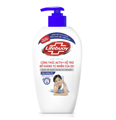 Nuớc rửa tay Lifebuoy dưỡng ẩm công thức Activ + hỗ trợ đề kháng tự nhiên của da bảo vệ khỏi 99,9% vi khuẩn 450g