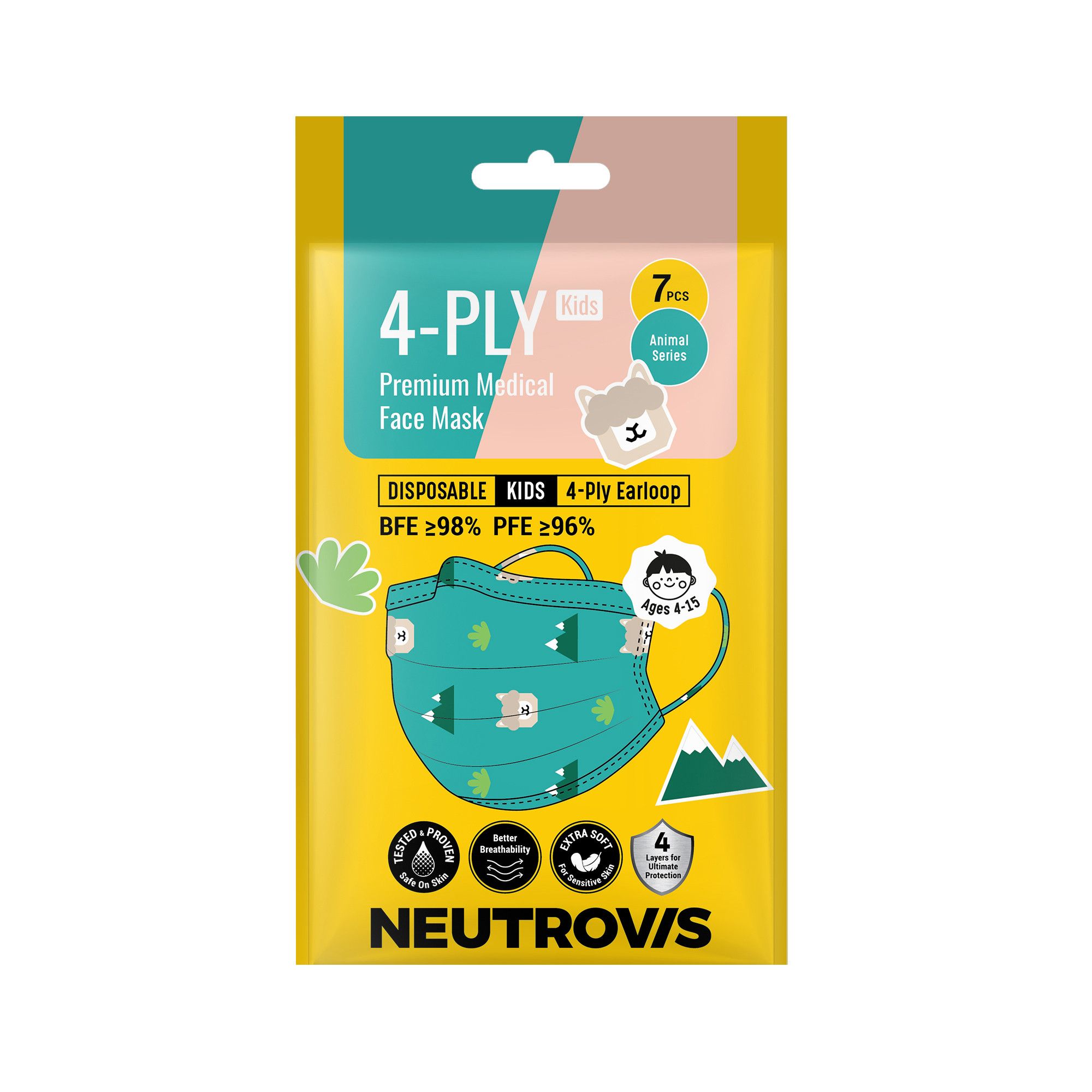 Khẩu trang Neutrovis cho trẻ 4 lớp 7 cái (Malaysia)