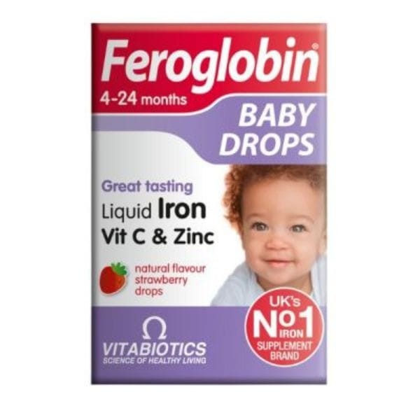 Vitabiotics Feroglobin Baby Drops Iron, Vit C & Zinc 4-24 tháng 30ml (Anh)