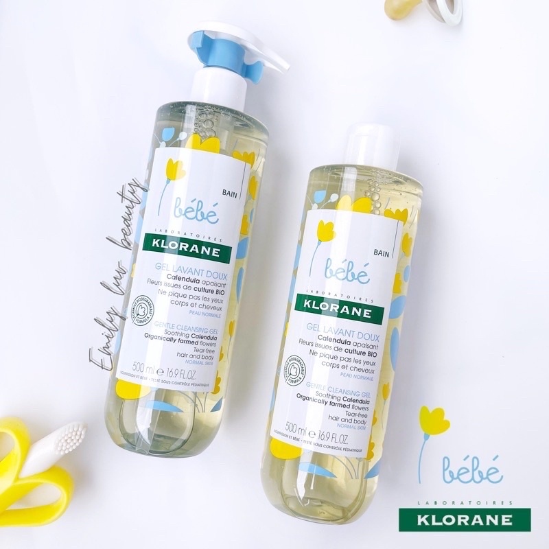 {Tách lẻ} Tắm gội cho bé Klorane Bebe KHÔNG vòi 500ml (Pháp)