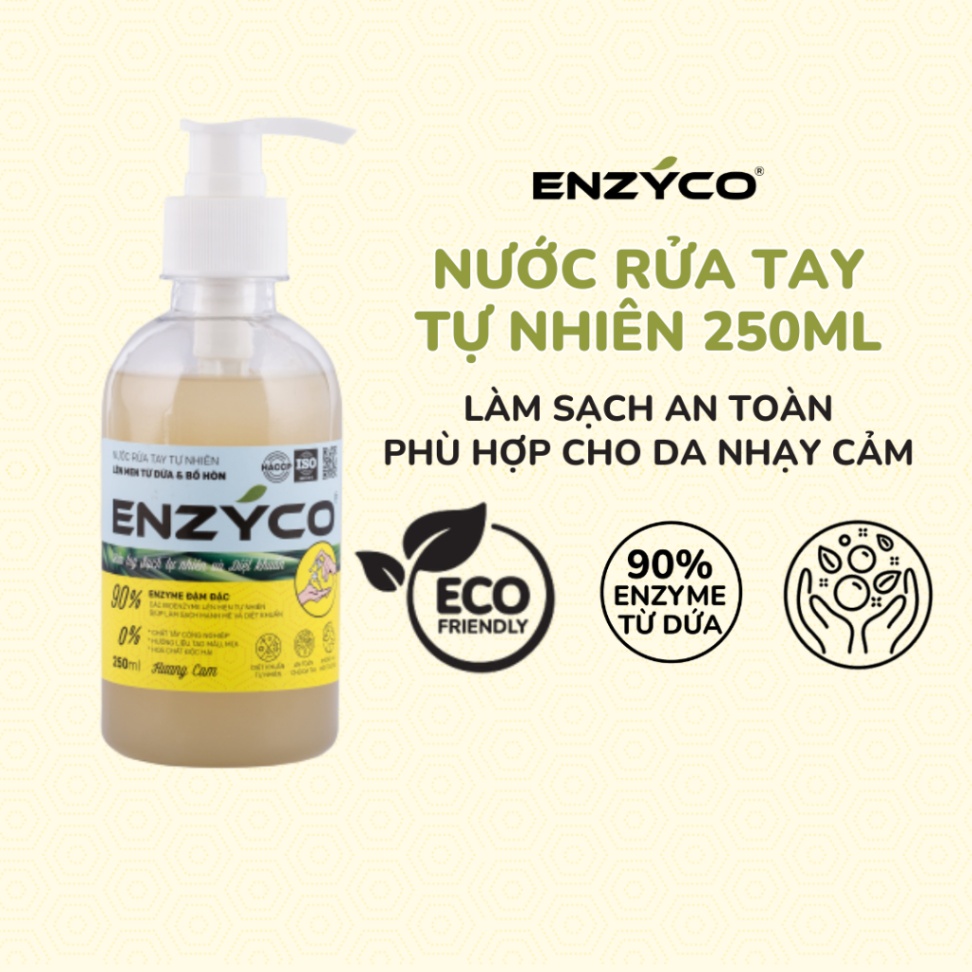 Nước rửa tay tự nhiên Enzyco lên men từ dứa & bồ hòn 250ml