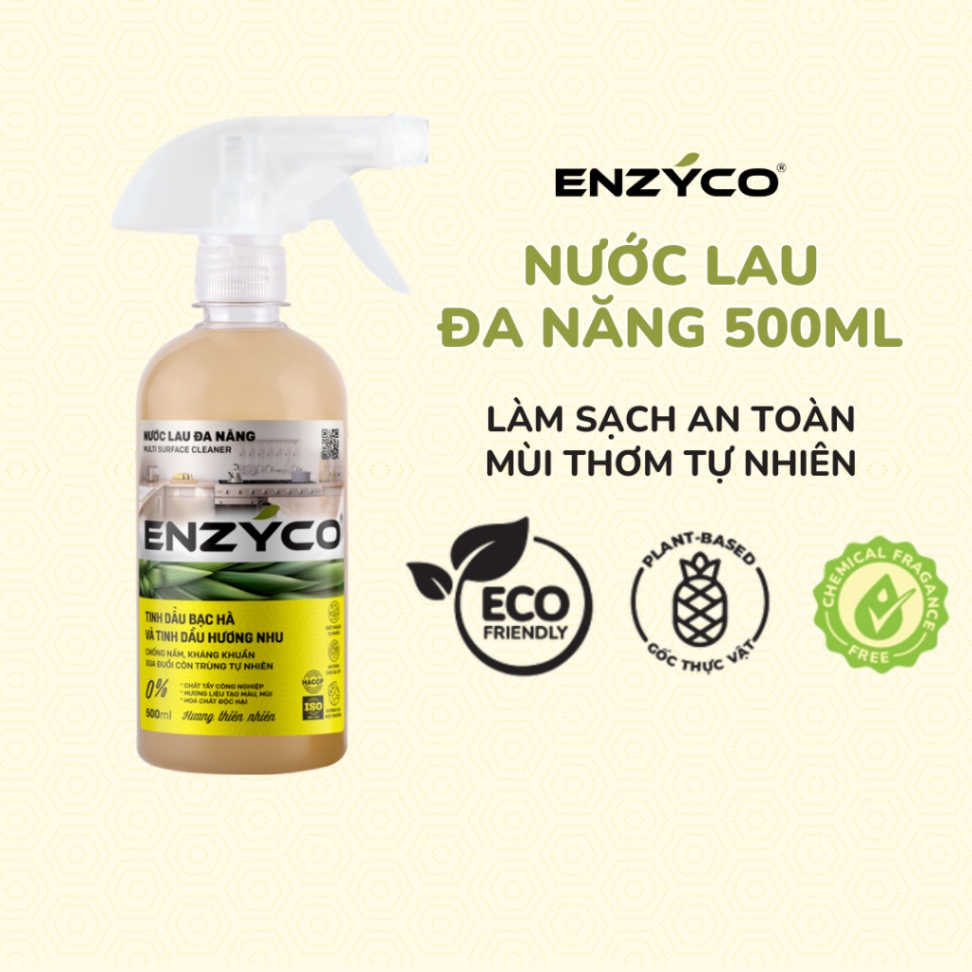 Nước lau đa năng sinh học Enzyco tinh dầu bạc hà và hương nhu 500ml