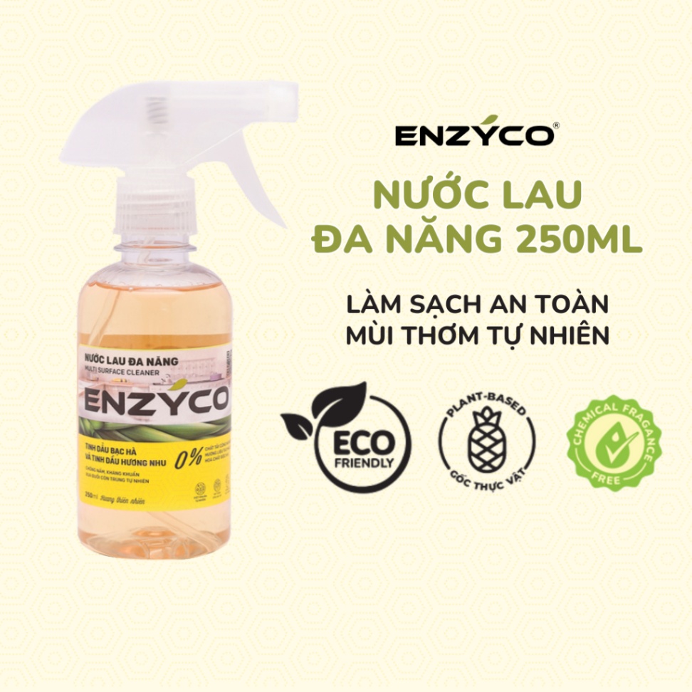 Nước lau đa năng sinh học Enzyco tinh dầu bạc hà và hương nhu 250ml