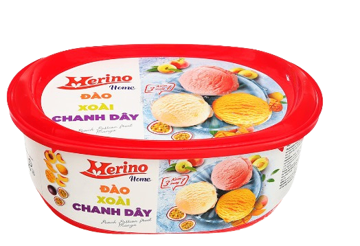 Kem hộp Merino Mix 3 vị đào, xoài và chanh dây 900ml