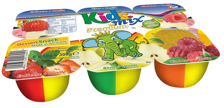 Phô mai sữa chua hoa quả Kids mix vị dâu, lê và mân xôi 200gx6 (Đức)