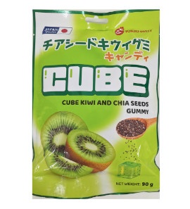 Kẹo dẻo Cube vị kiwi hạt chia Tokyo Sweet 90g