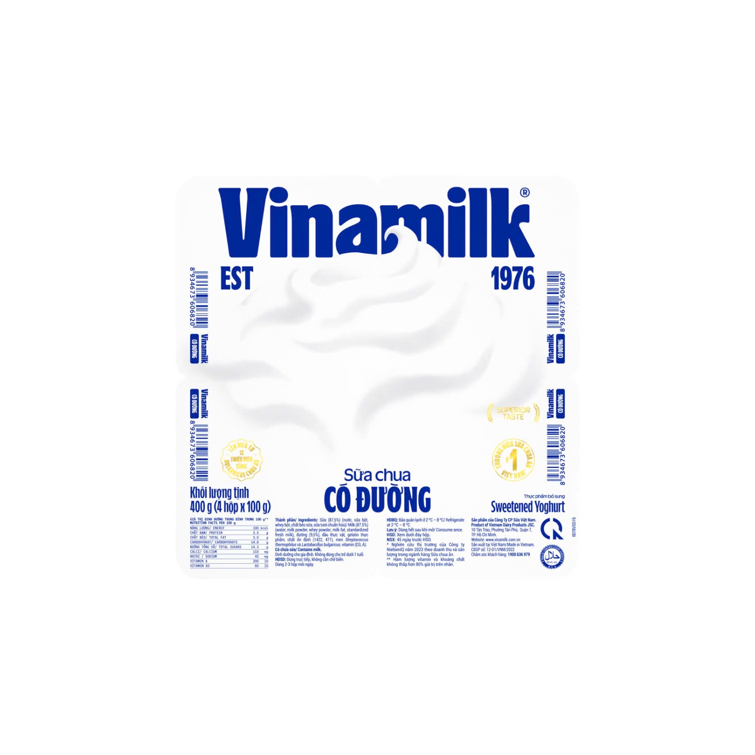 Lốc SCA Vinamilk có đường 100gx4