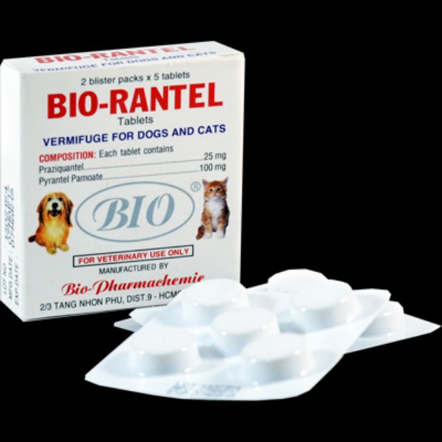 Combo 10 viên Bio Rantel chuyên dùng cho chó mèo - Hộp 10 viên