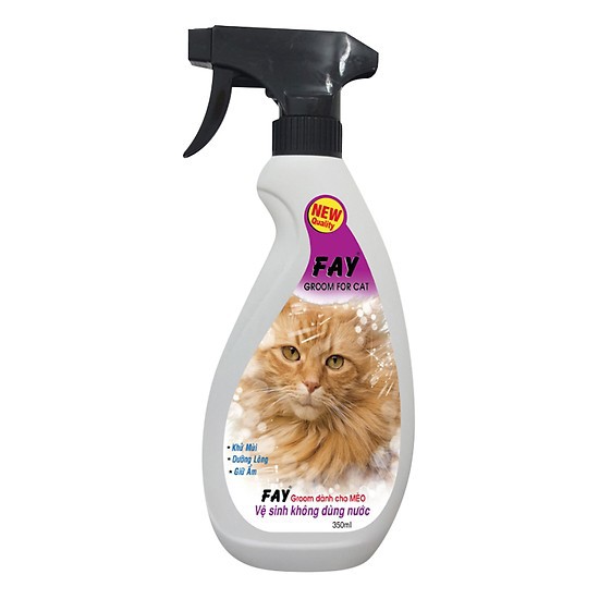 Phấn tắm khô vệ sinh cho da lông Groom không cần dùng nước cho mèo - Fay Groom For Cat (350ml)