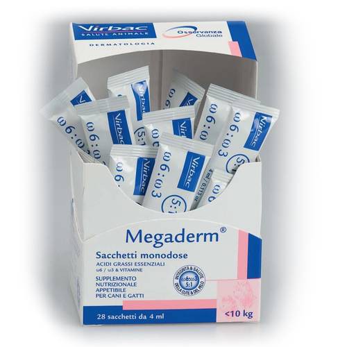 Một gói Virbac Megaderm Gel dinh dưỡng giúp mượt da lông và giảm ngứa chó mèo 4ml (hộp 28 gói )