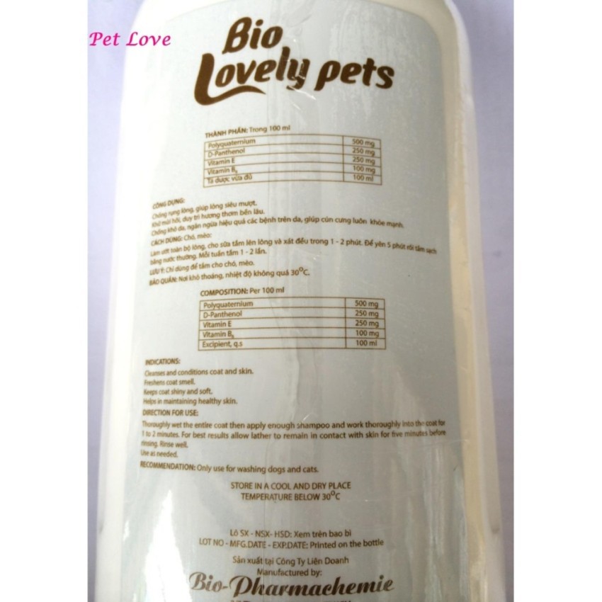 Sữa tắm chó mèo Bio - lovely pets 150ml