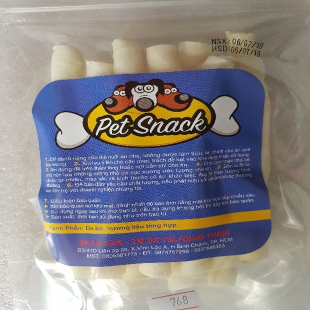 PetSnack bánh thưởng xương da cho chó cún THT MS: 768 - Da sữa bò xoắn dài