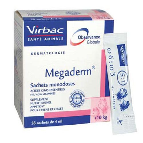 Một gói Virbac Megaderm Gel dinh dưỡng giúp mượt da lông và giảm ngứa chó mèo 4ml (hộp 28 gói )