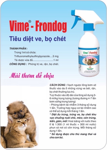 Vime - Frondog thuốc trị ve bọ chét dạng xịt cho chó mèo hiệu quả tức thì 250ml