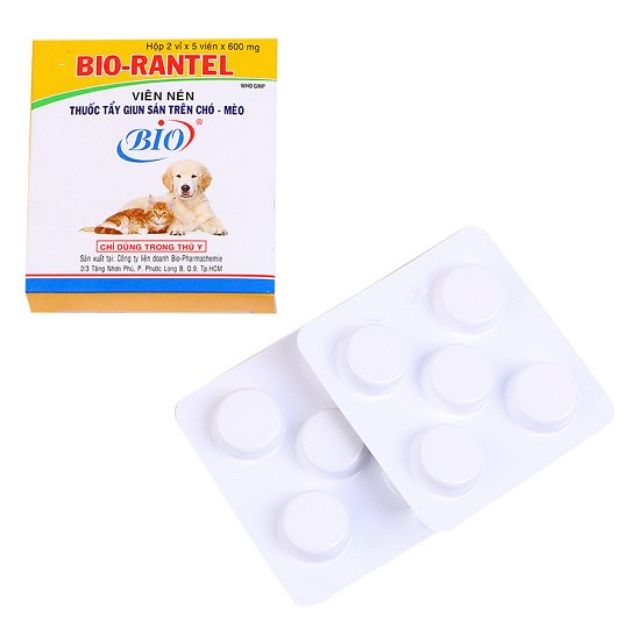 Combo 10 viên Bio Rantel chuyên dùng cho chó mèo - Hộp 10 viên