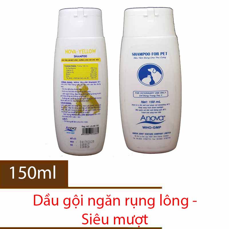 Sữa tắm làm mọc lông - khỏe lông không gẫy rụng cho chó mèo - Anova NOVA YELLOW 150ml