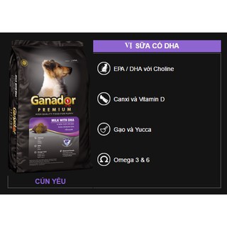 THỨC ĂN CHO CHÓ CON GANADOR PUPPY 400gr VỊ SỮA VÀ DHA