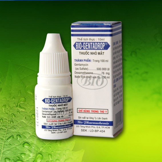 Thuốc nhỏ mắt Bio - Genta Drop trị chứng mắt đỏ,chảy nước mắt,ghèn,đục giác mạc trên chó mèo