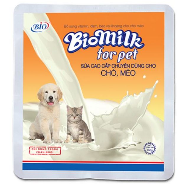 BIO - MILK FOR PET - SỮA CAO CẤP CHUYÊN DÙNG CHO CHÓ MÈO CON GÓI 100g - GÓI 100G