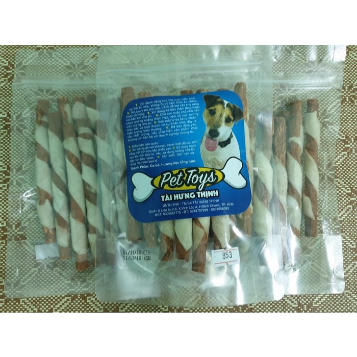 PetSnack bánh thưởng xương da bò đũa xoắn cho chó cún THT MS: 853