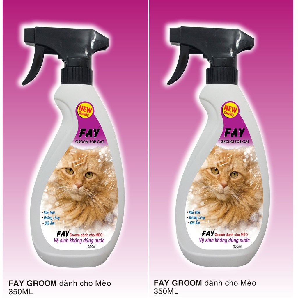 Phấn tắm khô vệ sinh cho da lông Groom không cần dùng nước cho mèo - Fay Groom For Cat (350ml)