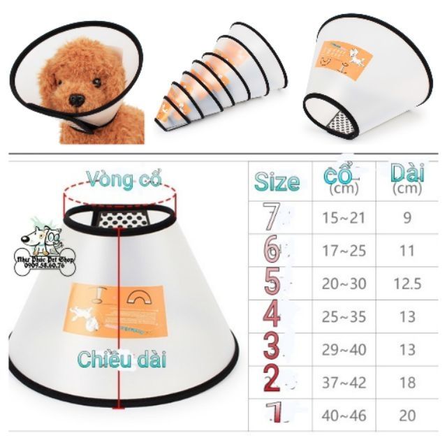 Vòng chống liếm cho chó mèo – Loa chống cắn – Vòng Elizabeth - 8 size