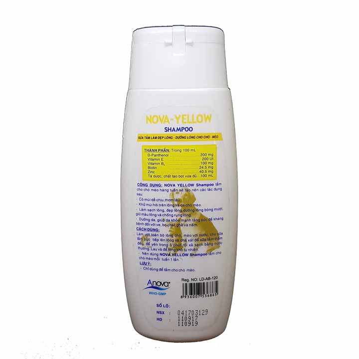 Sữa tắm làm mọc lông - khỏe lông không gẫy rụng cho chó mèo - Anova NOVA YELLOW 150ml