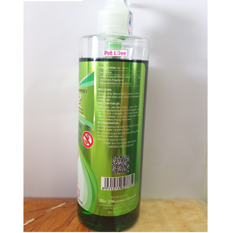 Sữa tắm Bio Care (450ml) diệt ve rận, bọ chét, khử mùi chó mèo