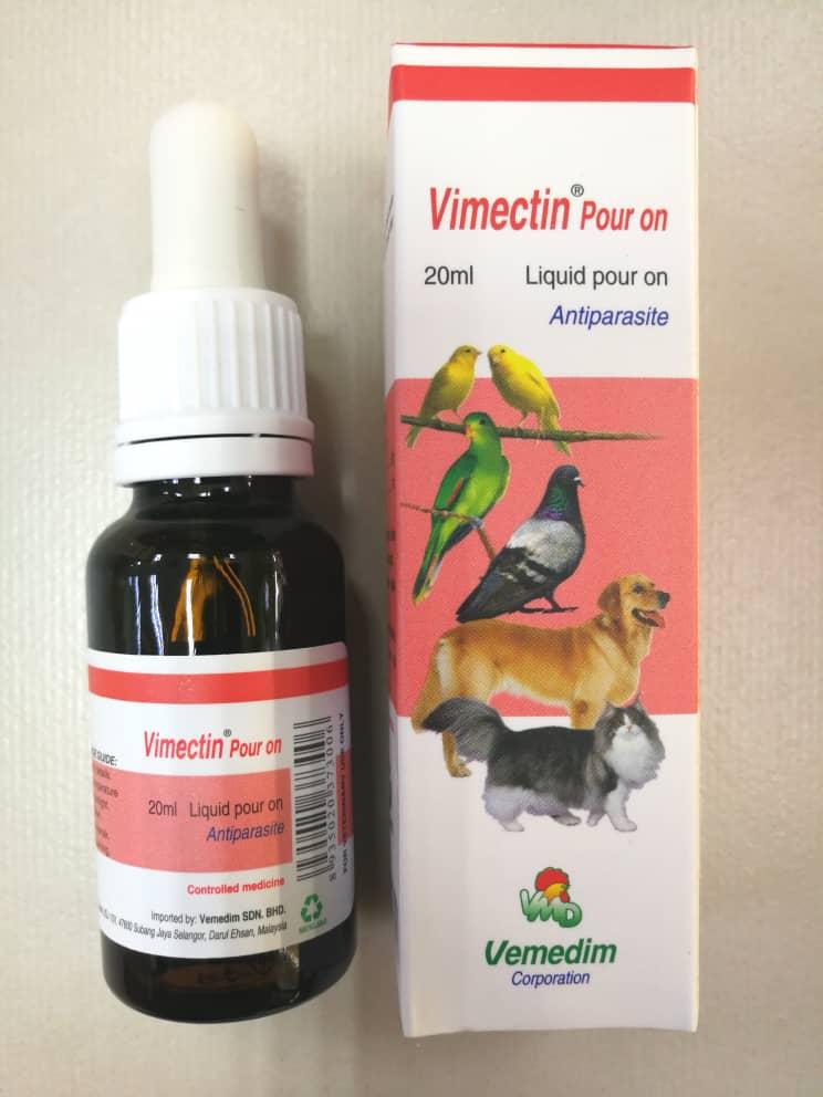 Thuốc nhỏ sống lưng trị ve ghẻ, bọ chét, mạt trên chó mèo, gia cầm - Vemedim Vimectin Pour On