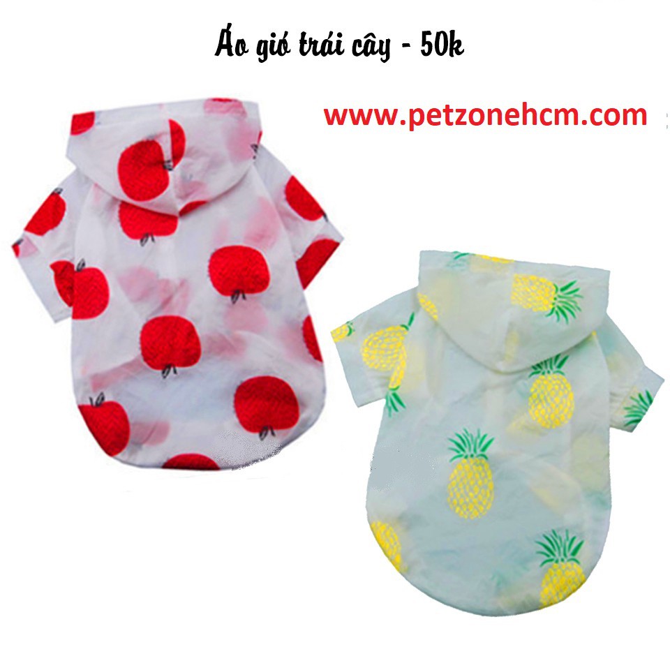 PETZONEHCM - Áo gió 1 lớp mỏng trái cây cho chó mèo thú cưng - quần áo chó mèo - XL,Giao Ngẫu Nhiên