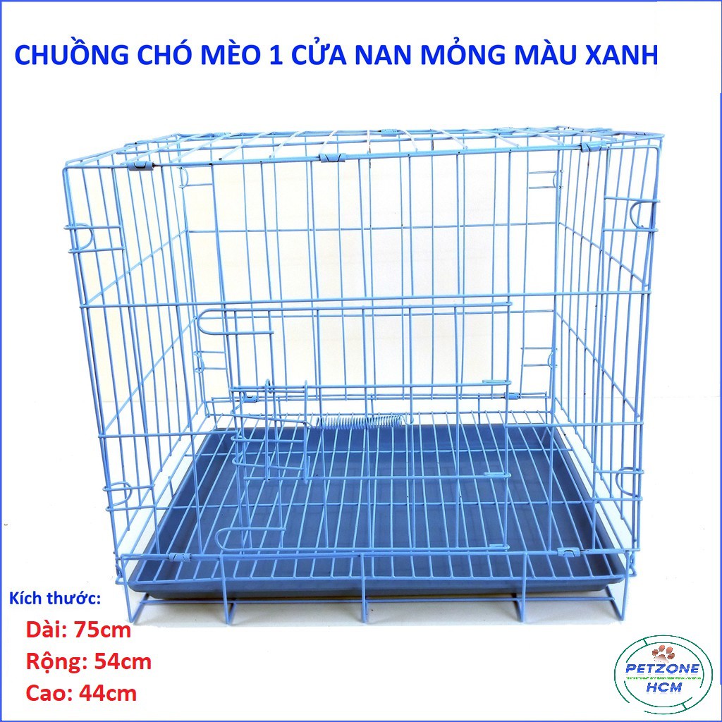 Chuồng chó gấp gọn sơn tỉnh điện - Màu Xanh or vân đá - 4 size