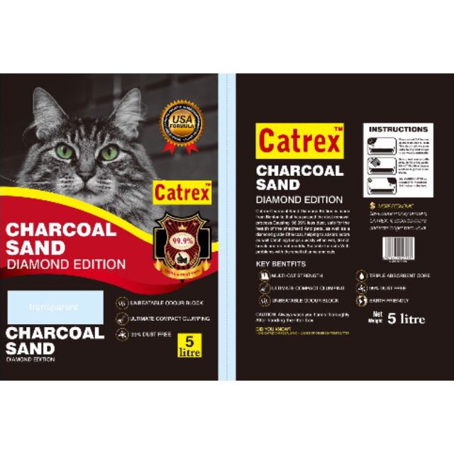 Cát mèo siêu vón Than Hoạt Tính Charcoal Sand Diamond Edtion Catrex Mỹ