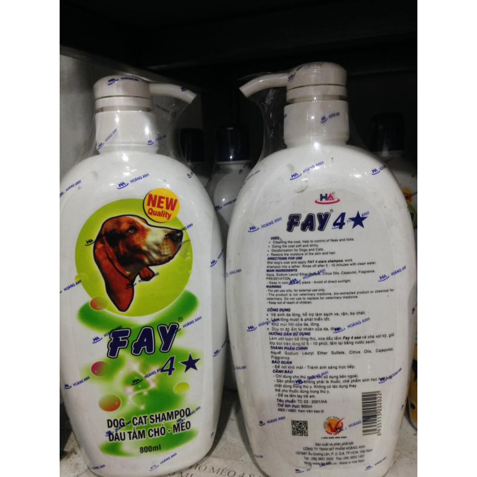 Dầu tắm FAY 4 Sao 300ml/800ml sạch ve, làm đẹp da lông 4 tính năng