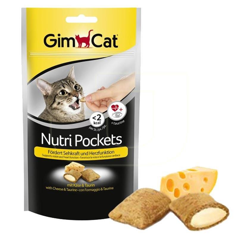 Bánh thưởng snack cho Mèo GIMCAT NUTRI POCKETS 60g - có nhân Vị Gà/Catnip/Phô mai/Cá hồi - PetZoneHCM - Cá hồi+Omega