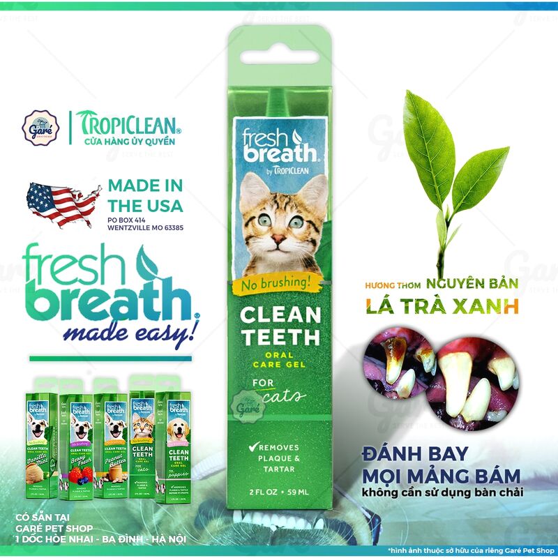 Mẫu thử - Gel làm sạch răng miệng cho chó Tropiclean Fresh Breath Clean Teeth Oral Care gel 14.8ml