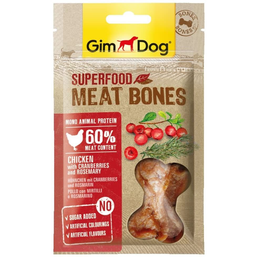 SNACK DINH DƯỠNG CAO CẤP GIMDOG SUPERFOOD MEATBONES CHICKEN 70G - Cranberry ,Rosemary