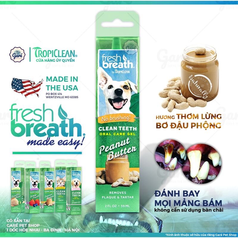 Mẫu thử - Gel làm sạch răng miệng cho chó Tropiclean Fresh Breath Clean Teeth Oral Care gel 14.8ml