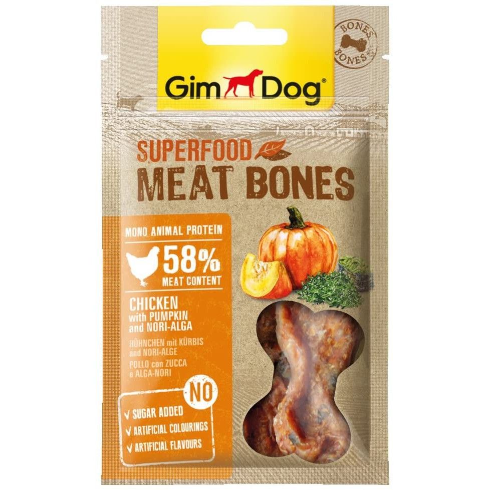 SNACK DINH DƯỠNG CAO CẤP GIMDOG SUPERFOOD MEATBONES CHICKEN 70G - Bí đỏ, Tảo Nori