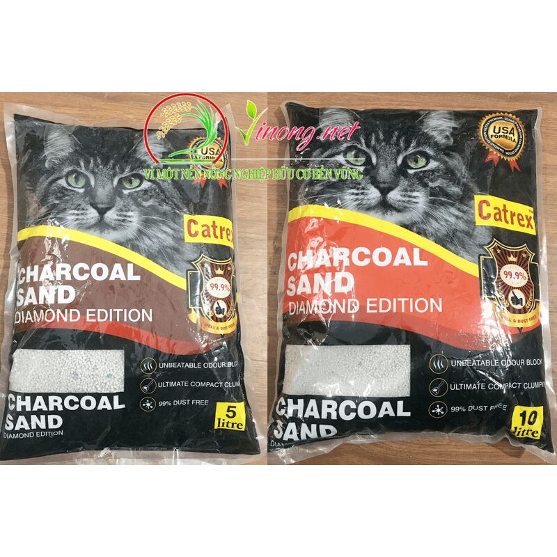 Cát mèo siêu vón Than Hoạt Tính Charcoal Sand Diamond Edtion Catrex Mỹ