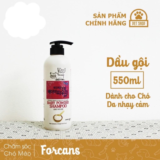 Sữa tắm cho chó con Forcans Baby Powder Forbis 550ml - Dầu gội dưỡng da và lông cho chó con Hàn Quốc