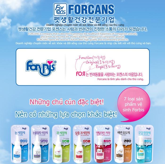 Dung dịch làm sạch mắt chó mèo TEAR STAIN CLEANER 100ML Forbis Forcans hàn quốc