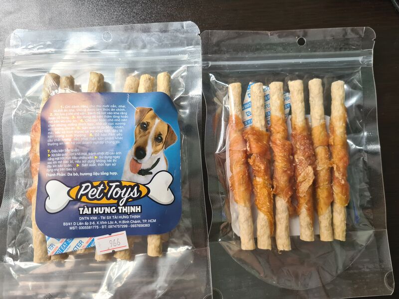 Xương snack cho chó Pet Snack THT MS: 966 bánh thưởng xương da sạch răng cho chó cún