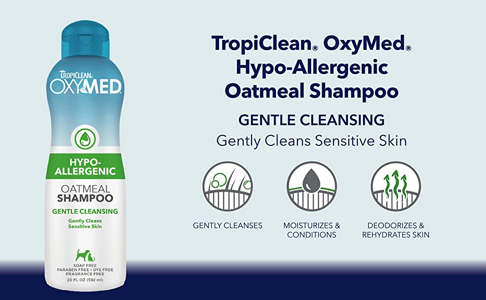 Sữa tắm cho chó mèo TropiClean OxyMed Hypo-Allergenic có làn da nhạy cảm