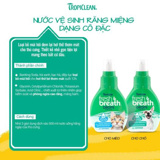 Dung dịch chăm sóc răng miệng đậm đặc cho chó mèo - Fresh Breath Drops 65ml